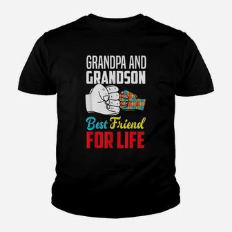 Grandpa And Grandson Best Friend For Life Autism Grandpa Youth T-shirt | Crazezy DE
