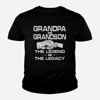 Grandpa And Grandson The Legend And Legacy Fathers Day Family Matching Gift Youth T-shirt | Crazezy