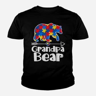 Grandpa Bear Puzzle Piece Autism Awareness Autistic Dad Youth T-shirt - Monsterry UK