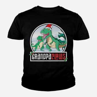 Grandpa Claws T-Rex Dinosaur Matching Family Christmas Youth T-shirt | Crazezy CA