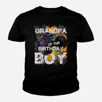 Grandpa Of The Birthday Boy Monster Truck Matching Family Youth T-shirt | Crazezy
