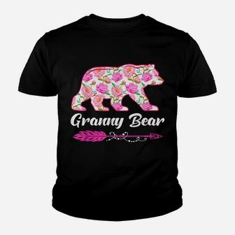 Granny Bear Flower Outfit Cute Matching Family Mothers Day Youth T-shirt | Crazezy CA