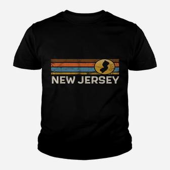 Graphic Tee New Jersey Us State Map Vintage Retro Stripes Youth T-shirt | Crazezy