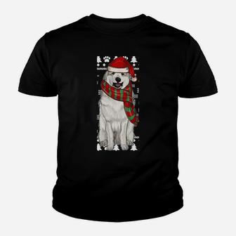 Great Pyrenee Dog Santa Hat Xmas Ugly Christmas Sweatshirt Youth T-shirt | Crazezy CA
