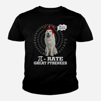 Great Pyrenees Dog Pirate Costume Pi Day Gift Youth T-shirt | Crazezy