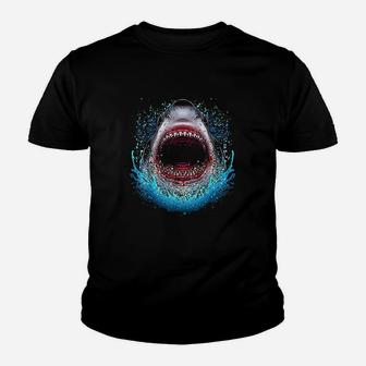 Great White Shark Open Mouth Teeth Beach Ocean Animal Youth T-shirt | Crazezy