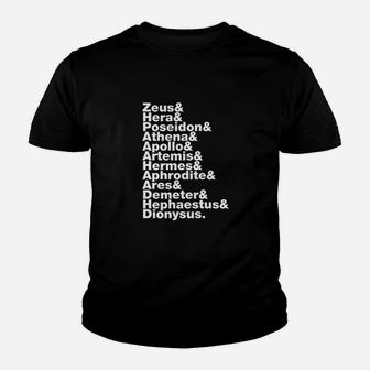Greek Gods Helvetica List Mythology Gift Youth T-shirt | Crazezy UK