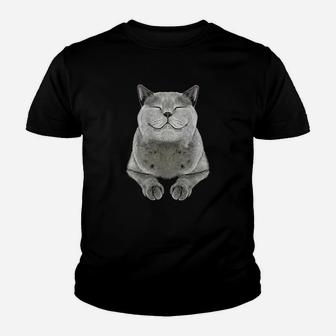 Grey Cat Smile Eager Face Youth T-shirt | Crazezy