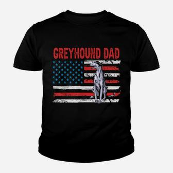 Greyhound Dog Dad American Flag Fathers Day Youth T-shirt | Crazezy UK