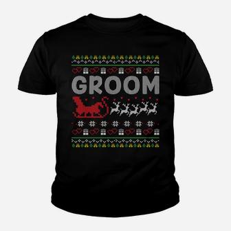 Groom Bride Christmas Xmas Ugly Matching Couple Gift Idea Sweatshirt Youth T-shirt | Crazezy