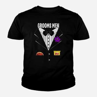 Groomsmen Tuxedo Wedding Bachelor Party Group Funny Gift Youth T-shirt | Crazezy