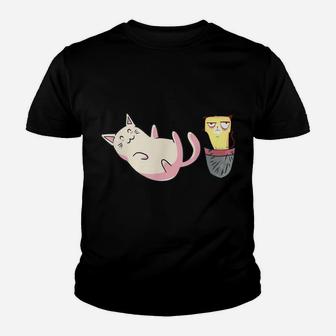 Grumpy Pocket Cat Japanese Kawaii Ramen Kitty Gift Pet Anima Youth T-shirt | Crazezy