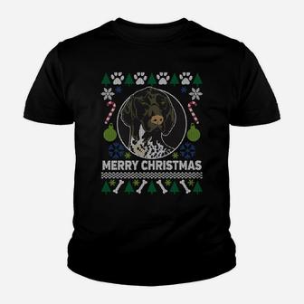 Gsp German Shorthaired Pointer Merry Christmas Ugly Xmas Dog Youth T-shirt | Crazezy UK