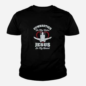 Gymnastics In My Veins Jesus In My Heart Youth T-shirt - Monsterry