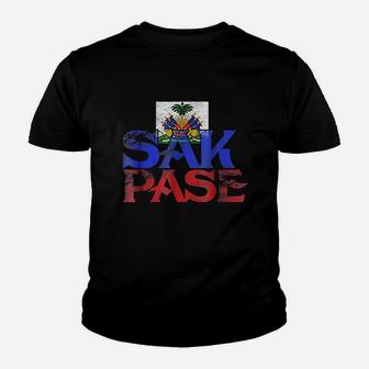 Haitian Sak Pase Pride Flag I Love Haiti Roots Youth T-shirt | Crazezy UK