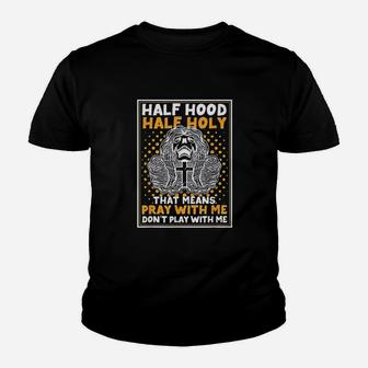 Half Hood Half Holy Skull And Cross Design Christian Youth T-shirt | Crazezy