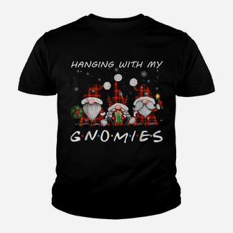 Hanging With Gnomies Gnome Christmas Xmas Buffalo Plaid Red Youth T-shirt | Crazezy DE