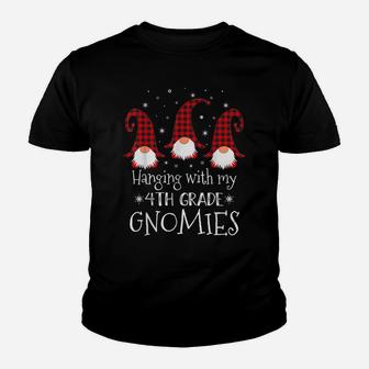 Hanging With My 4Th Grade Gnomies - Teacher Christmas Gnome Youth T-shirt | Crazezy
