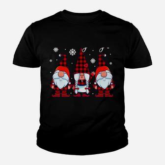 Hanging With My Gnomies Christmas Buffalo Plaid Garden Gnome Sweatshirt Youth T-shirt | Crazezy CA