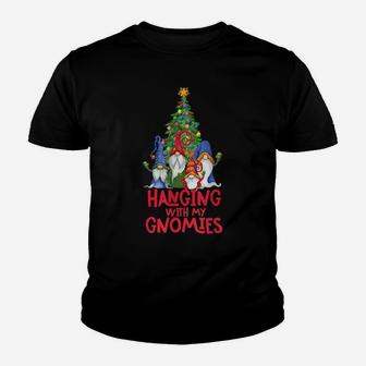Hanging With My Gnomies Funny Gnome Christmas Lovers Gift Youth T-shirt | Crazezy