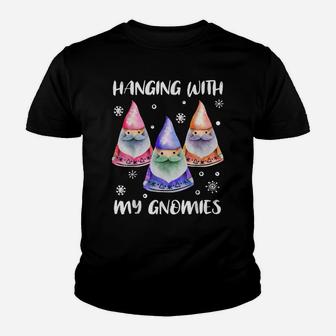 Hanging With My Gnomies Gnome Tomte Xmas Lefse Christmas Tee Youth T-shirt | Crazezy