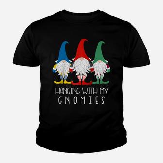 Hanging With My Gnomies Nordic Santa Gnome Funny Christmas Raglan Baseball Tee Youth T-shirt | Crazezy