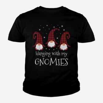 Hanging With My Gnomies Plaid Garden Christmas Gnome Youth T-shirt | Crazezy DE