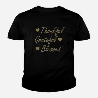 Hankful Grateful Blessed Happy Thanksgiving Day Youth T-shirt | Crazezy DE