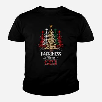 Happiness Is Being A Gigi Christmas Tree Leopard Plaid 2019 Youth T-shirt | Crazezy CA