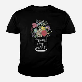 Happiness Is Being A Grammie Flower Youth T-shirt | Crazezy UK
