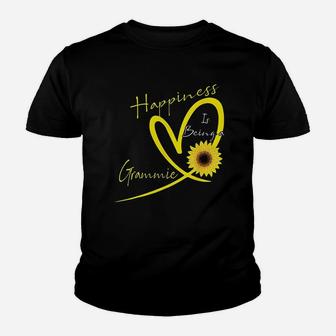 Happiness Is Being A Grammie Sunflower Heart Youth T-shirt | Crazezy CA