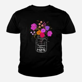 Happiness Is Being A Mimi Shirt Gift For Grandma Mom Flower Youth T-shirt | Crazezy