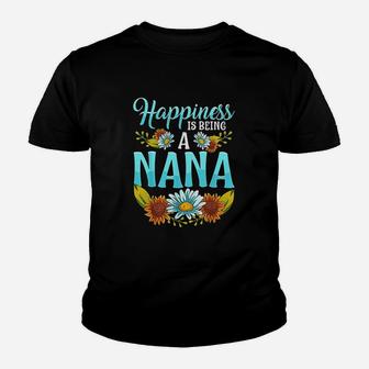 Happiness Is Being A Nana Cute Floral Mothers Day Gifts Youth T-shirt | Crazezy
