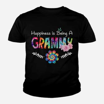Happiness Is Being Grammy Flower Tie Dye Mother's Day Youth T-shirt | Crazezy AU