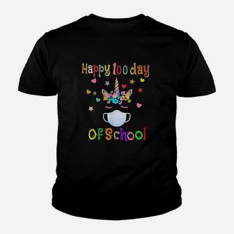 Happy 100 Days Of School Elementary Teacher Student Unicorn Youth T-shirt | Crazezy