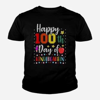 Happy 100Th Day Of Kindergarten Colorful Teacher And Student Youth T-shirt | Crazezy UK