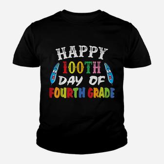 Happy 100Th Day Of School 100Th Day Of 4Th Grade Youth T-shirt | Crazezy CA