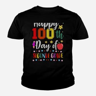Happy 100Th Day Of Second Grade Colorful Teacher And Student Youth T-shirt | Crazezy CA