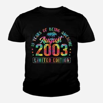 Happy 18Th Birthday Vintage August 2003 Shirt 18 Years Old Youth T-shirt | Crazezy