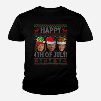 Happy 4Th Of July Funny Anti-Biden Ugly Christmas Sweater Youth T-shirt | Crazezy DE