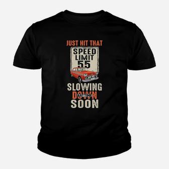 Happy 55Th Birthday With Speed Limit Sign 55 Years Old Youth T-shirt - Monsterry