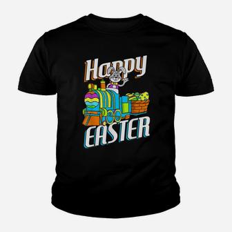 Happy Easter Rabbit Bunny Egg Hunting Train Basket Gift Youth T-shirt | Crazezy UK