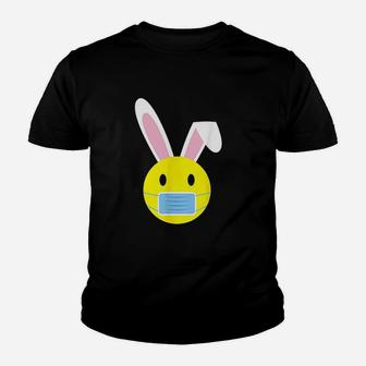 Happy Easter Smiley Face Easter Bunny Social Distance Youth T-shirt | Crazezy
