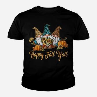 Happy Fall Y'all Gnome Leopard Pumpkin Funny Autumn Gnomes Sweatshirt Youth T-shirt | Crazezy
