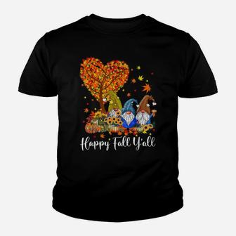 Happy Fall Y'all Gnome Leopard Pumpkin Funny Autumn Gnomes Youth T-shirt | Crazezy DE