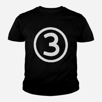 Happy Family Clothing Third Birthday Modern Circle Number Three Youth T-shirt | Crazezy UK