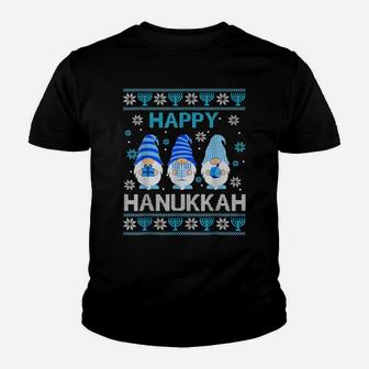 Happy Hanukkah Gnome Gnomies Menorah Pajama Ugly Youth T-shirt | Crazezy