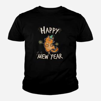 Happy Mew Year Funny Cat New Years Eve Party Supplies Youth T-shirt | Crazezy DE