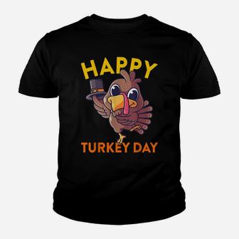 Happy Turkey Day Funny Little Pilgrim Thanksgiving Gift Youth T-shirt | Crazezy CA