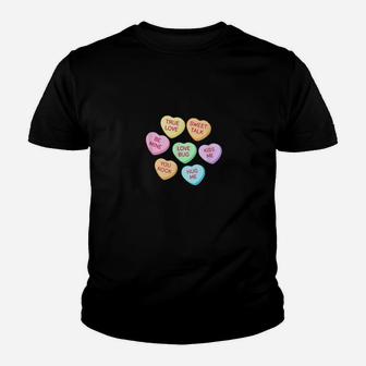Happy Valentines Day Candy Conversation Cute Hearts Youth T-shirt - Monsterry CA